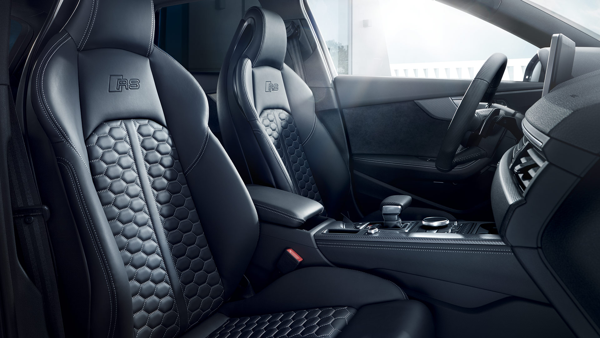 The interior of the Audi RS 4 Avant is sporty and practical.