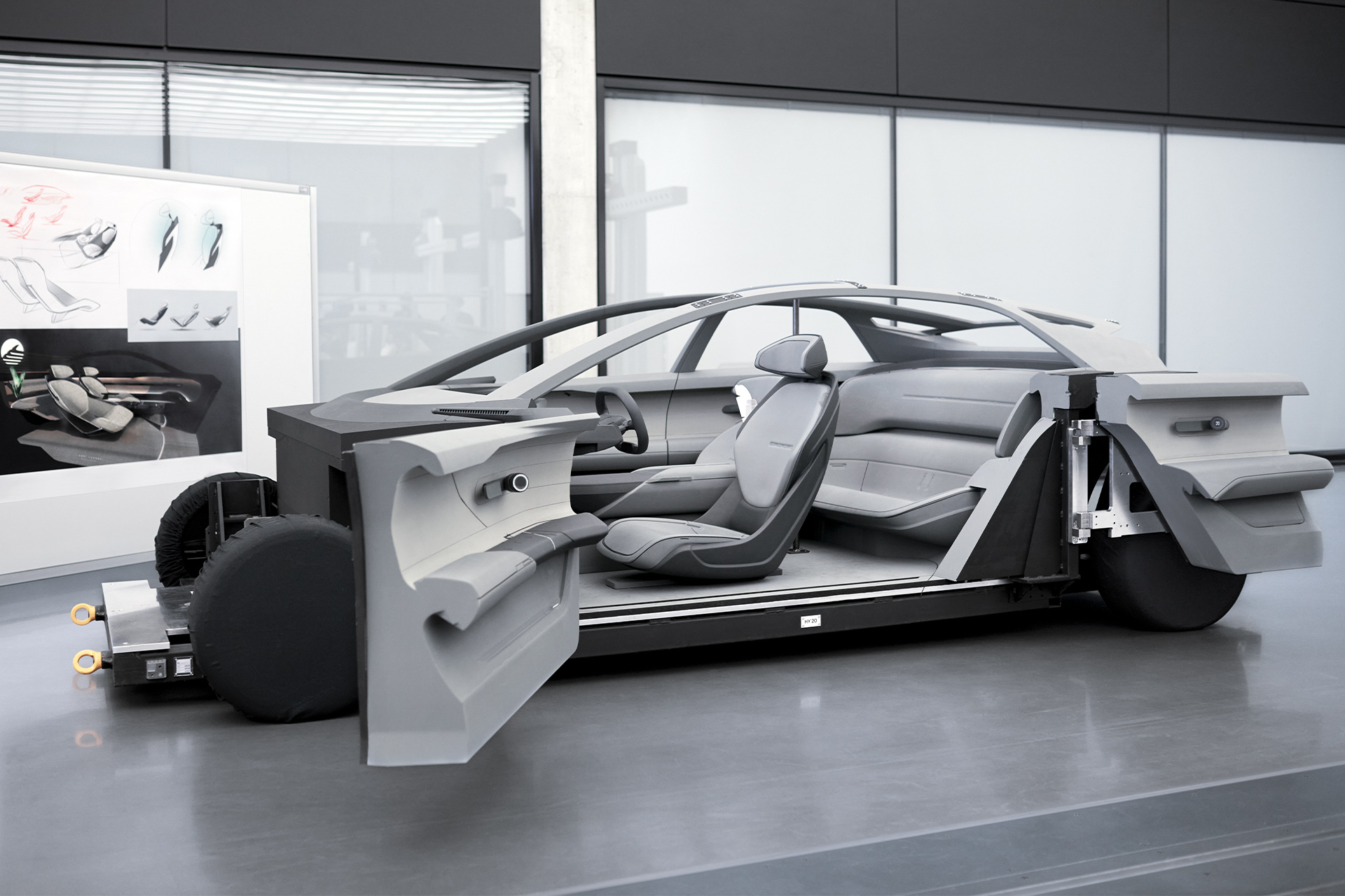 The Audi grandsphere concept with its doors open.